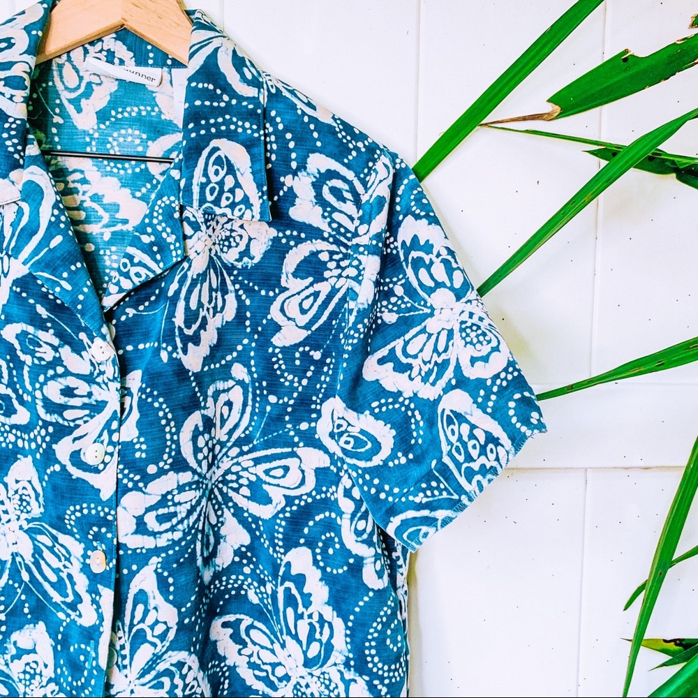 vintage vsco y2k butterfly crop button up popover - Picture 3 of 9